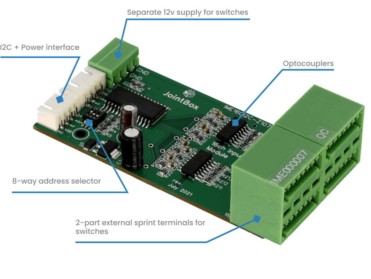 JB Input Module PCB with labels