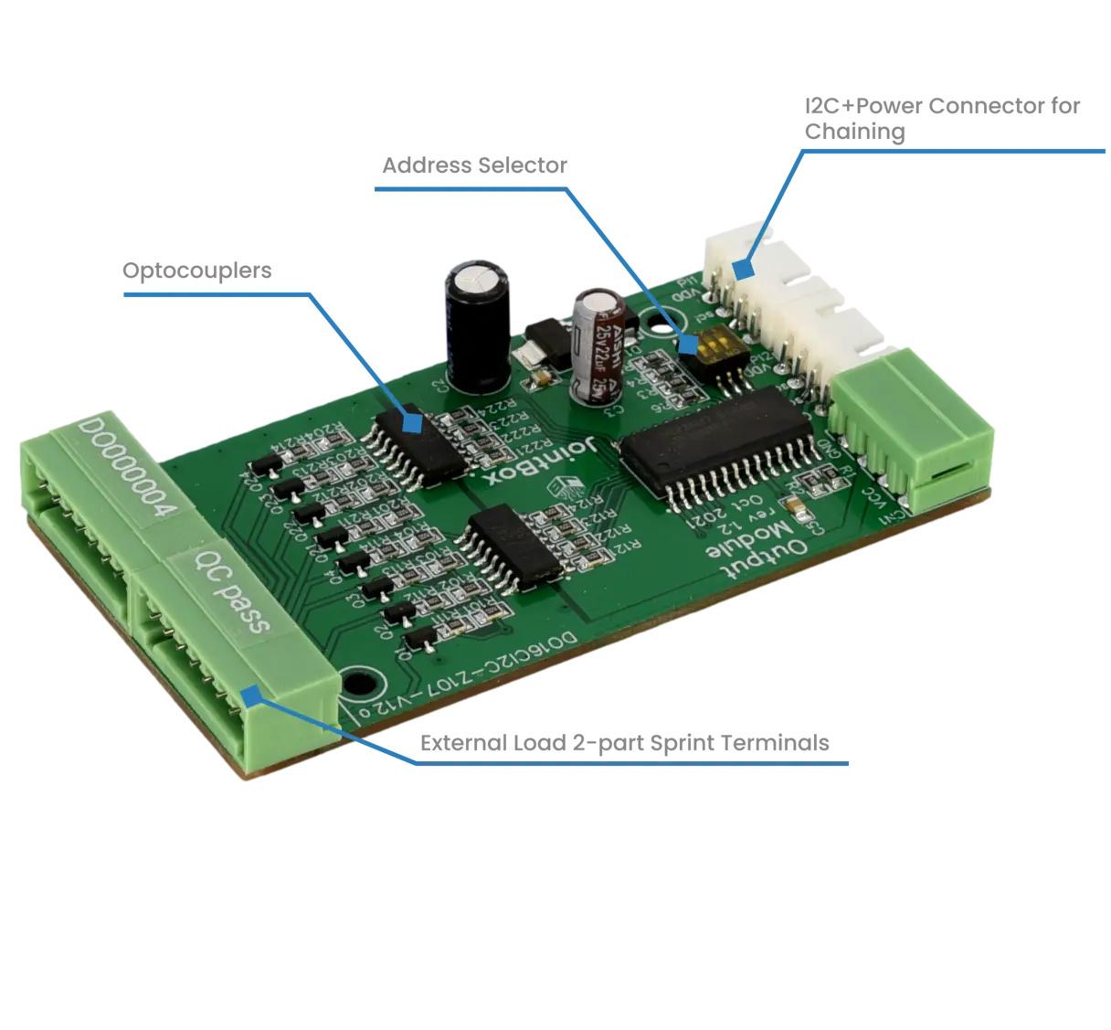 JointBox OutputModule PCB Assembly with labels